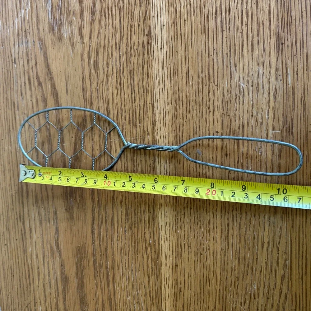 Antique Primitive Twisted Wire Mesh Skimmer Strainer‎ Spoon Rustic Farmhouse